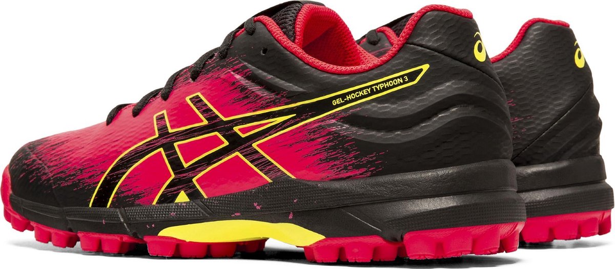Asics Gel-Typhoon 3 - Hockey Schoenen Dames - Zwart/Roze/Geel