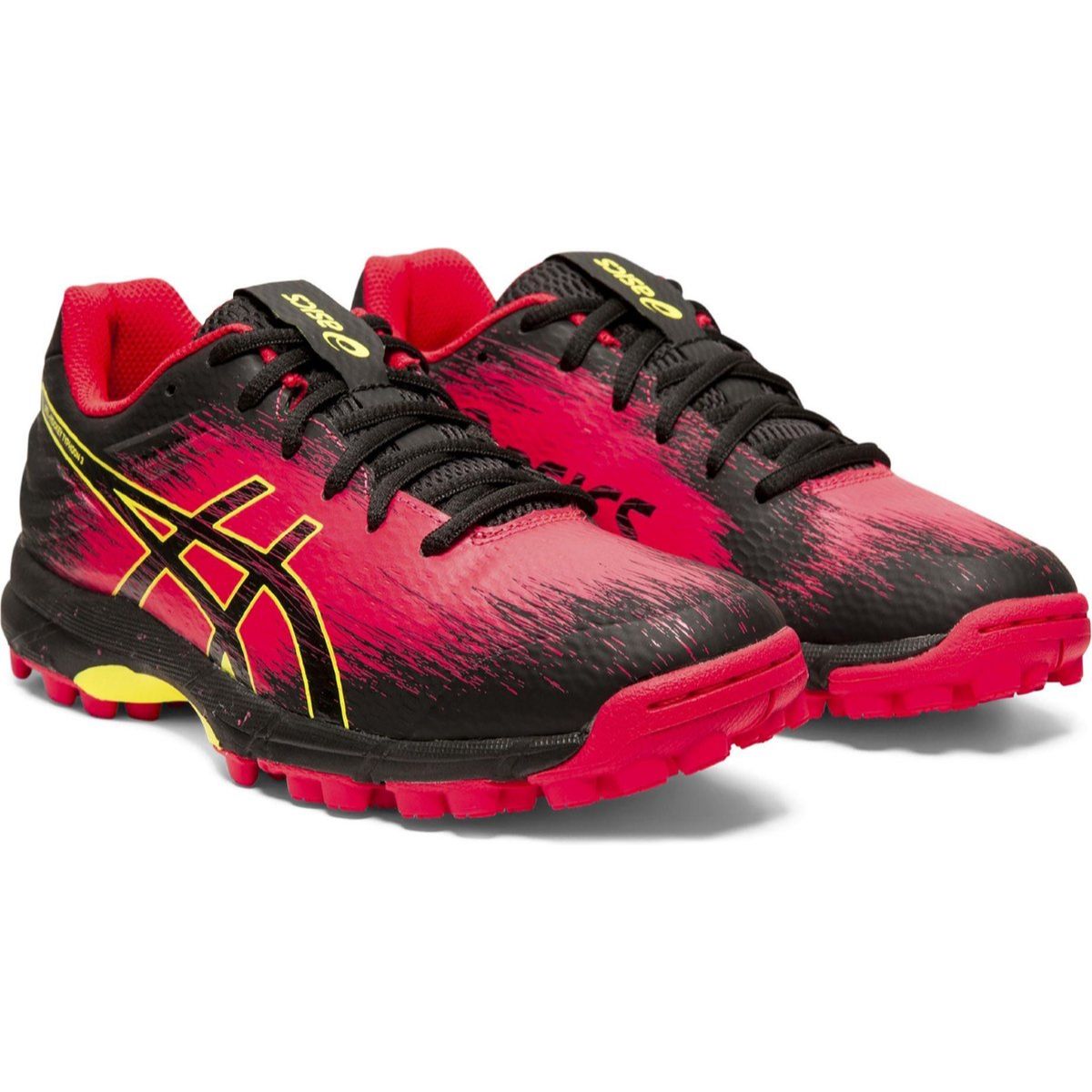 Asics Gel-Typhoon 3 - Hockey Schoenen Dames - Zwart/Roze/Geel