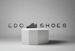EDO SHOES logo on a gray background